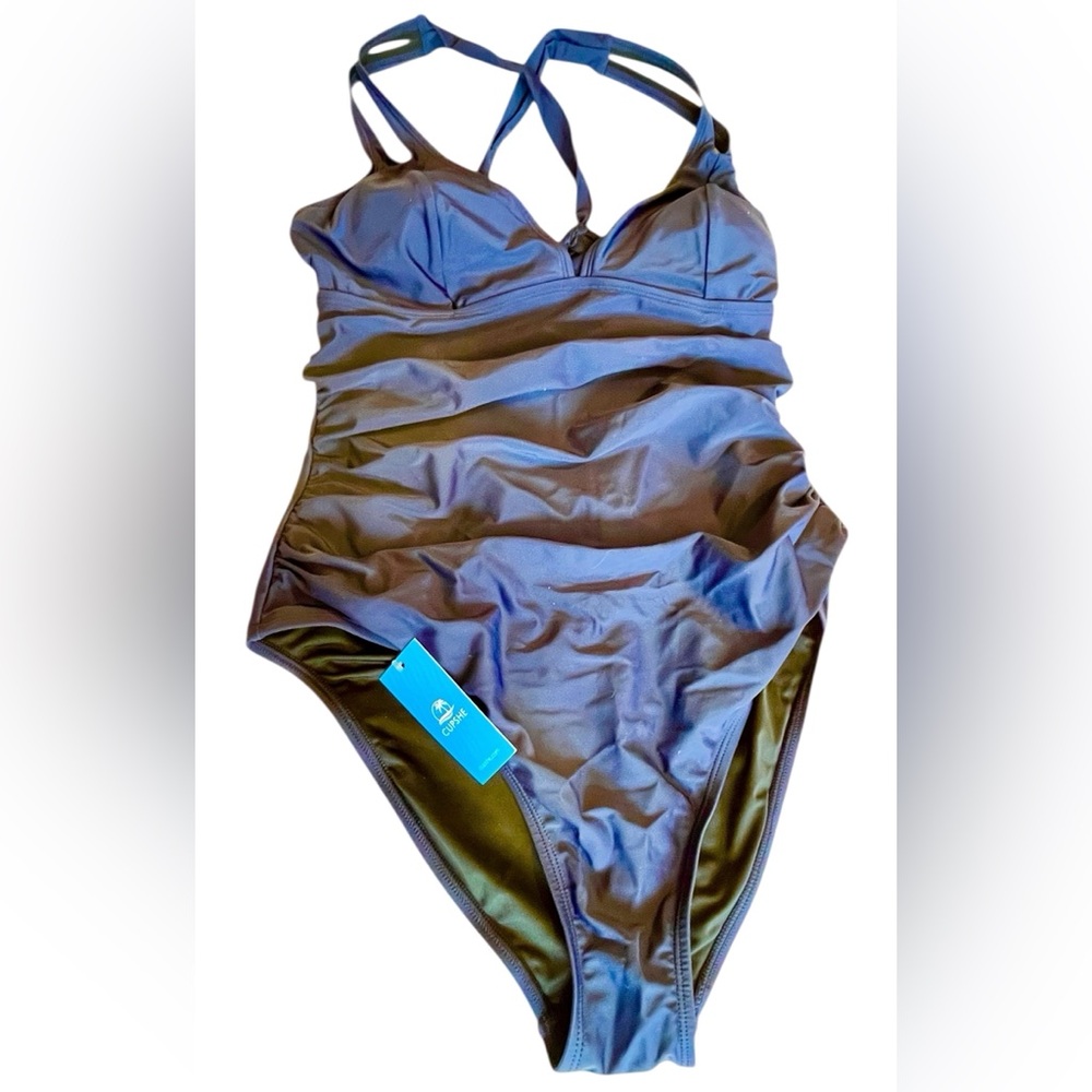 NEW Cupshe Navy One-Piece Swim Suit with Double-Strap Detail Size XL - Picture 5 of 5